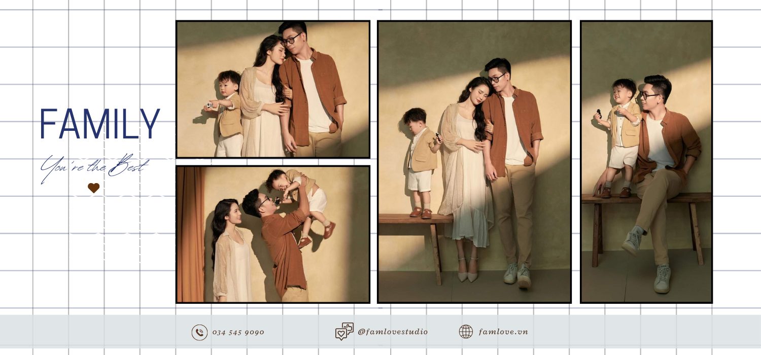 chụp ảnh gia đình 3 người studio
