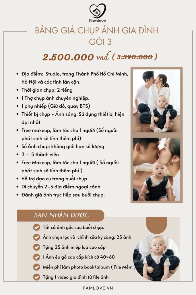 Bảng giá chụp ảnh thôi nôi gia đình